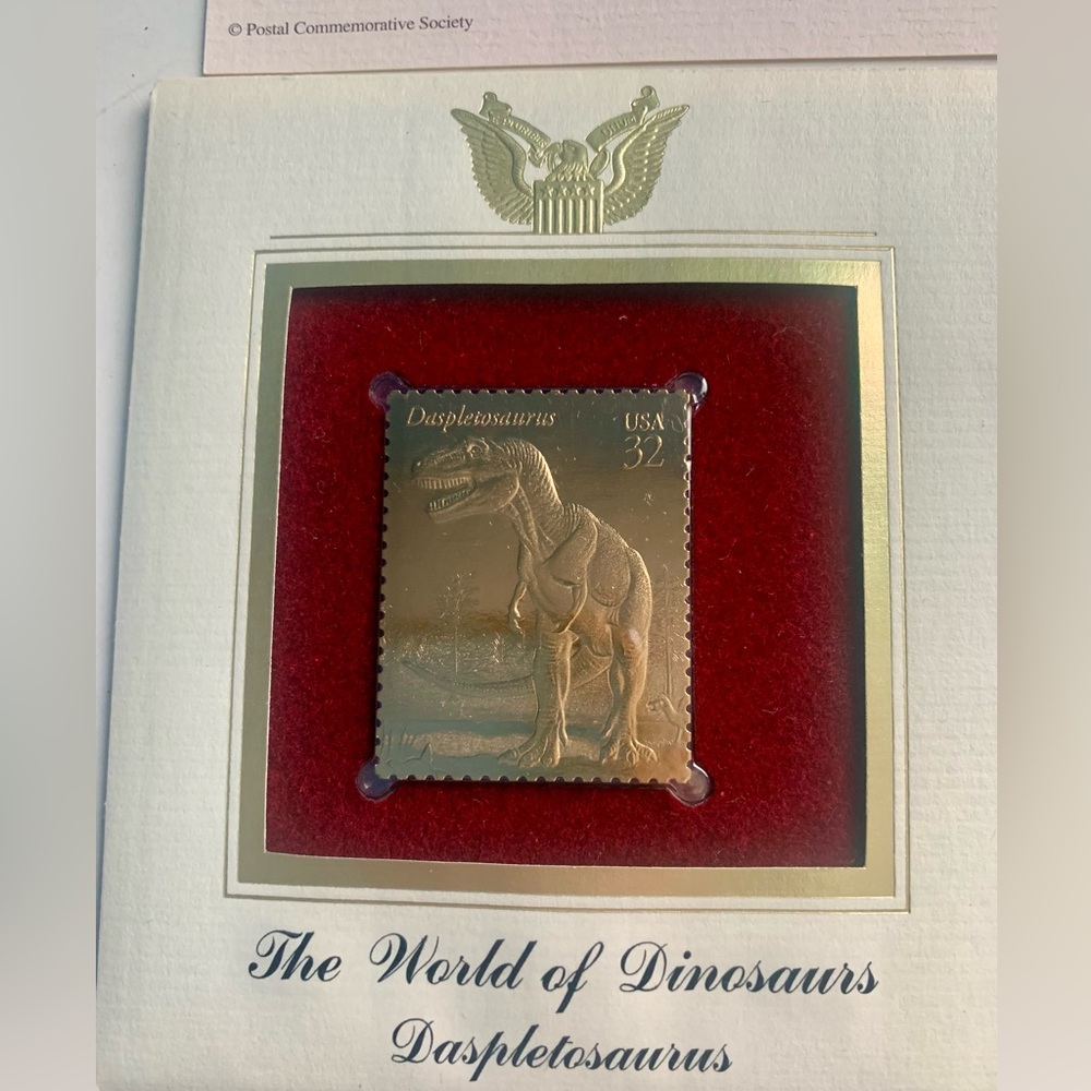 Daspletosaurus World Of Dinosaurs 1st Day Issue 24KT Gold Stamp Rare